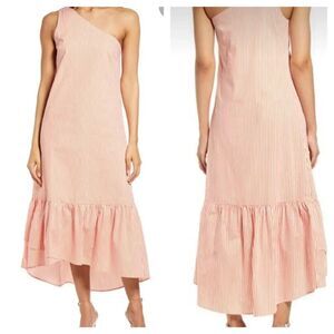 Fourteenth Place Strip One-Shoulder Dress